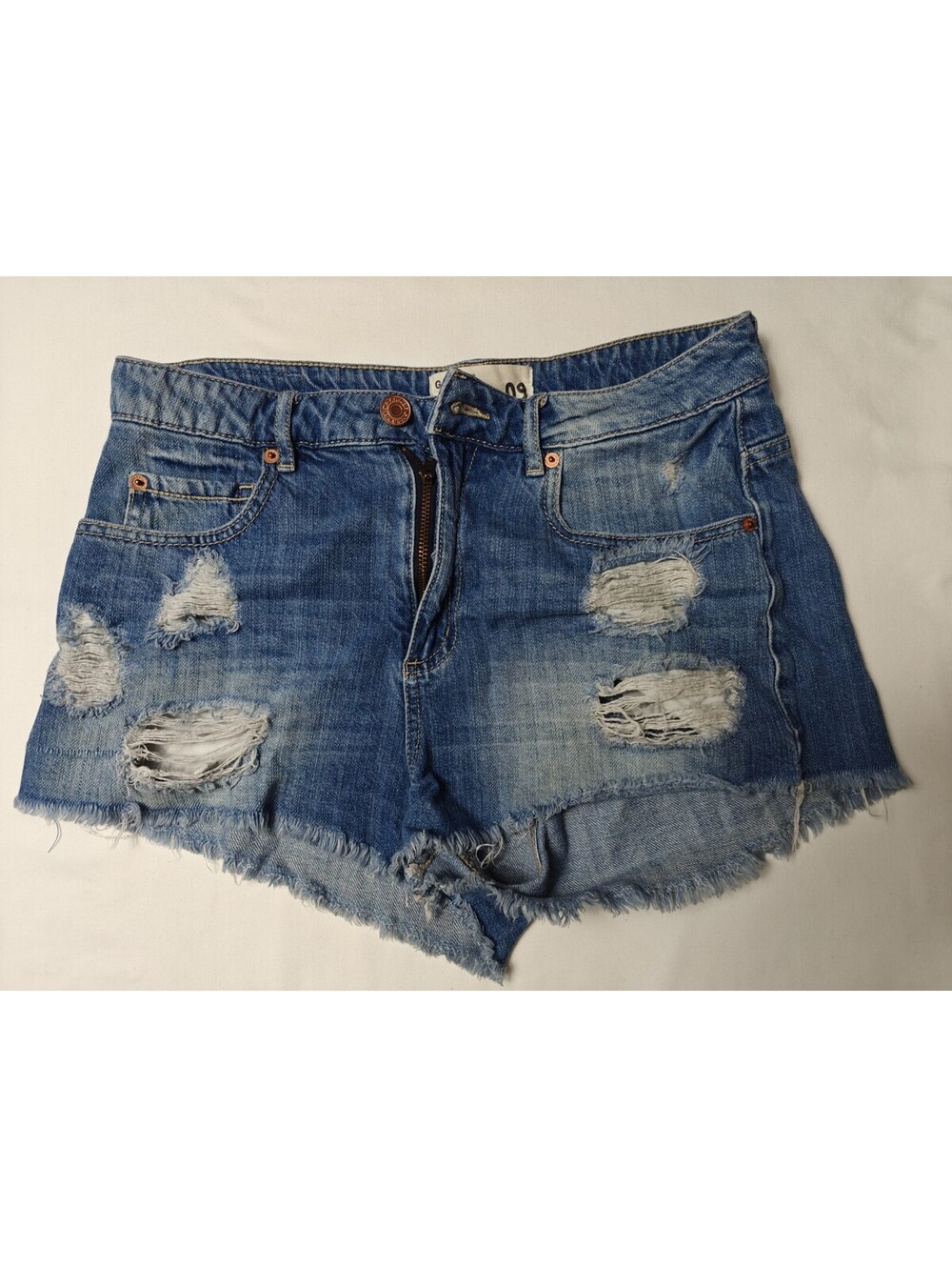 Garage Jean Shorts Womens Sz 9 Distressed Destroyed Denim Light Wash Grunge Rock